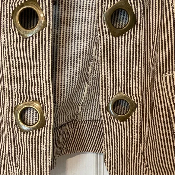 AMX Striped Brown Women's Jacket Medium Petite - Picture 5 of 8